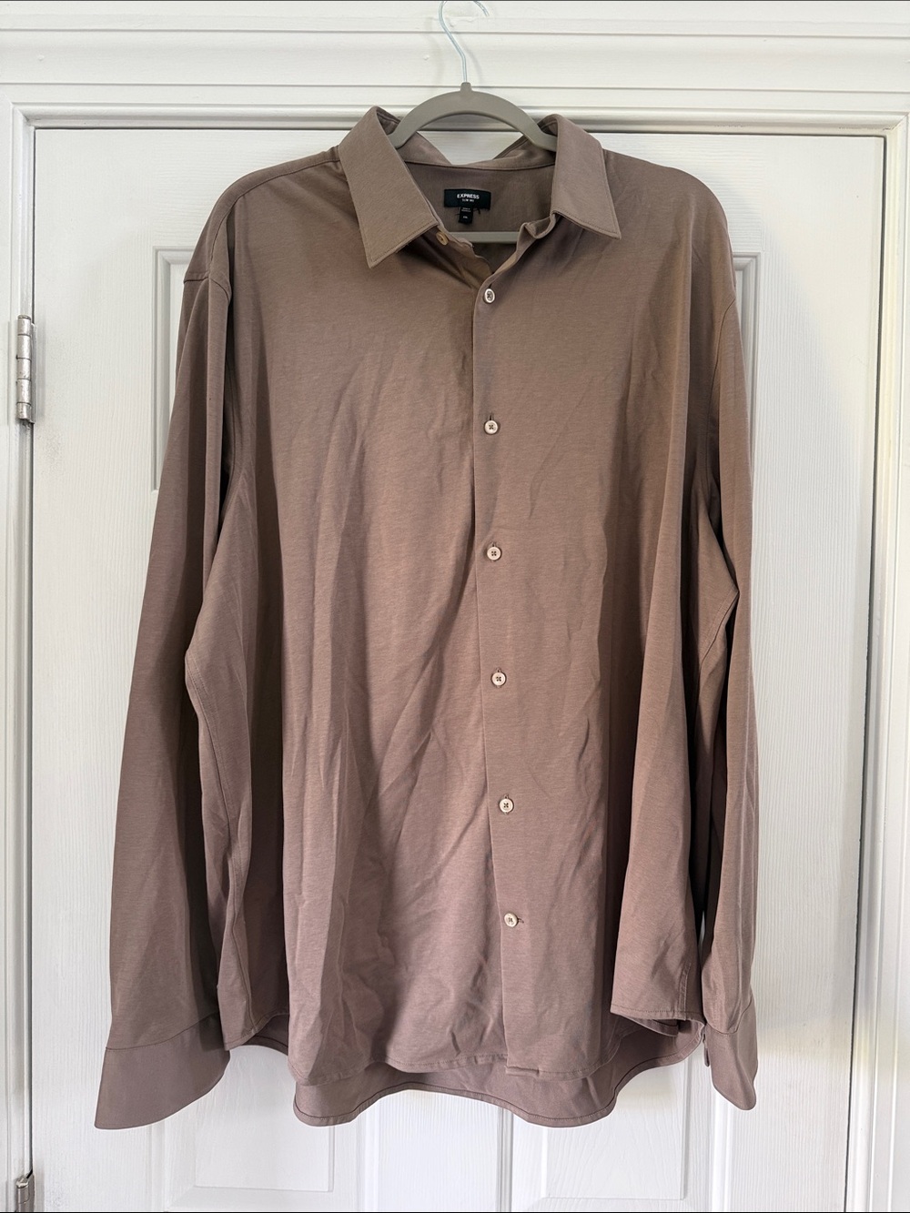 Express Men's Taupe/Brown Lightweight Button-Down Shirt